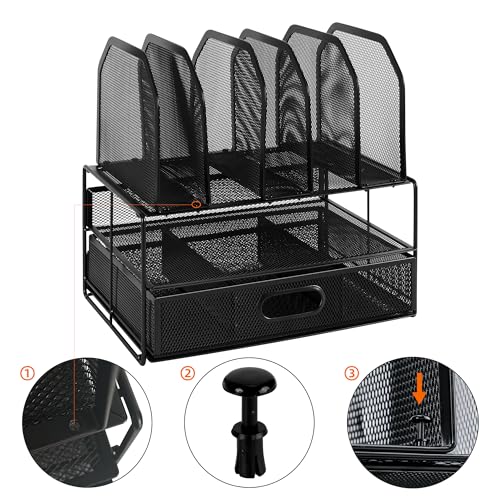 Amazon Basics Mesh Desk Organizer with Sliding Drawer, Double - Image 3