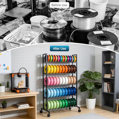 IRONWALLS 3D Printer Filament Rack with Wheel, 5 Tier, 51" Tall - Image 8