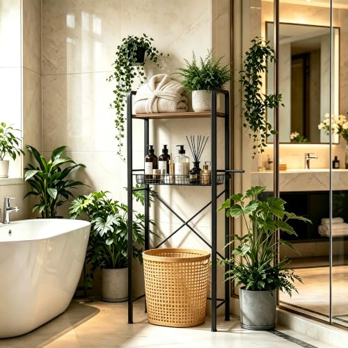 Over-The-Toilet Storage Cabinet, 2-Tier Bathroom Organizer - Image 5