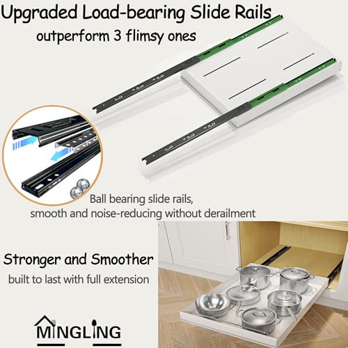 MINGLING 2 Pack Pull Out Cabinet Organizer, Stainless Steel White - Image 5