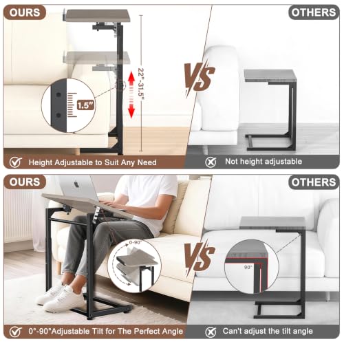 Upgrade Tv Tray Table, 8-Level Adjustable Height Couch Side Table - Image 7