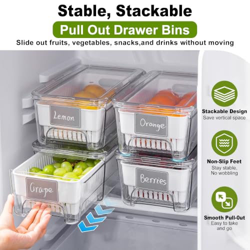 4-Pack Fruit Storage Containers for Fridge, Pull-Out Drawers - Image 4