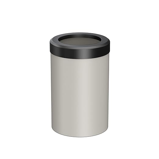 Gatco Small Bathroom Trash Can with Lid, Round 3 Gallon Stainless Steel Wastebasket, Under Sink, Matte Pearl and Matte Black, for Bathroom, Bedroom, Office (1931MX)