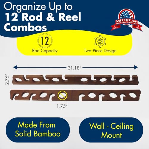 Rush Creek Creations 12-Rod Wall/Ceiling Fishing Rack - Image 6