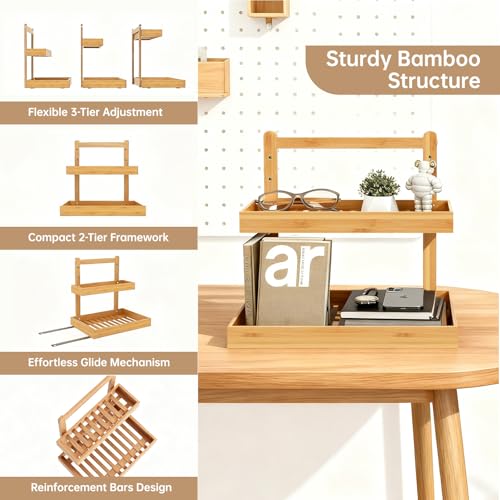 2-Tier Under Sink Pull Out Organizer, Bamboo Cabinet Storage - Image 4