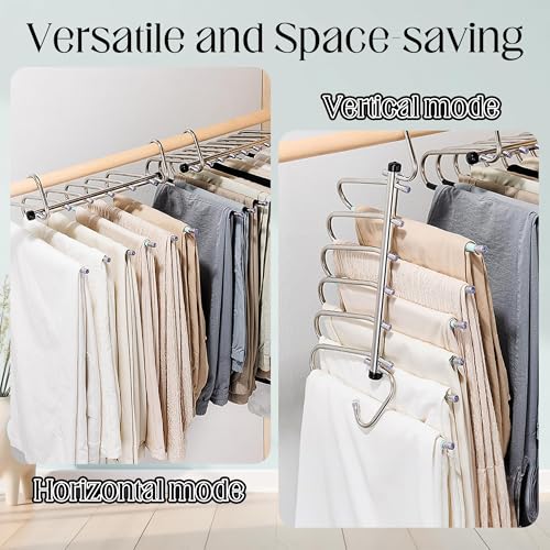 Pants Hangers Space Saving - 4 Pack 5-Tier Stainless Steel - Image 5
