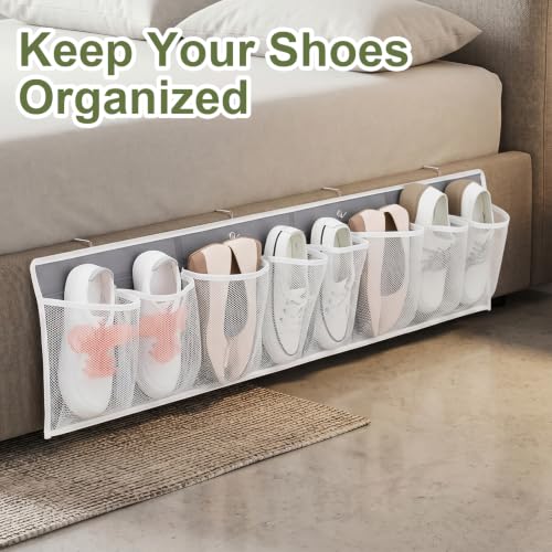 4 Pack Hanging Shoe Organizer with 32 Large Mesh Pockets - Image 6