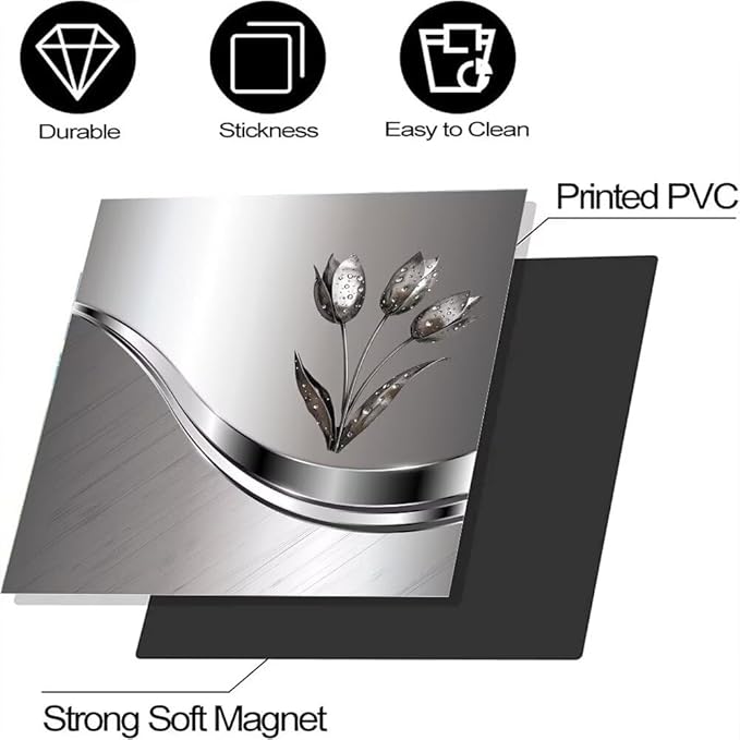 Generic Stainless Steel Effect Kitchen Decoration Dishwasher Cover Magnetic,Metal Flower Pattern Refrigerator Decor Magnet Sticker, Dishwasher Panel Decal, 23"" x 17"" Magnetic, Rimyy111-2