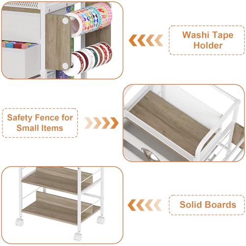 Rolling Wrapping Paper Storage Cart Organizer White - Image 5