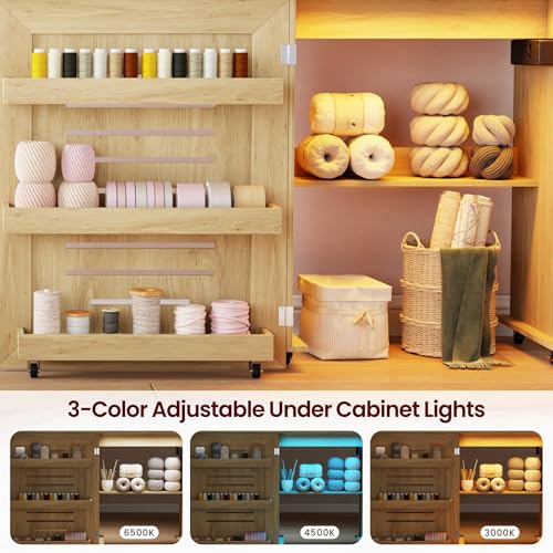 Lighted Sewing Table with Charging Station and 3 Storage - Image 4