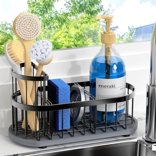 Sink Caddy with Stone Drying Mat, Sponge Holder & High Brush - Image 2