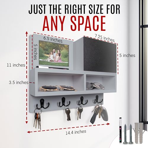 Spacelog Key and Mail Holder for Wall with Chalkboard – - Image 3