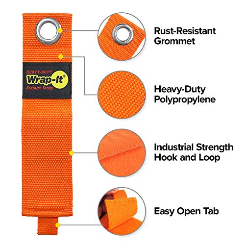 Heavy-Duty Wrap-It Storage Straps - 7-inch (6-Pack) Blaze Orange - Image 5