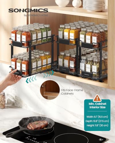 SONGMICS Spice Rack Organizer for Cabinet, Pull Out 2 Tier - Image 4