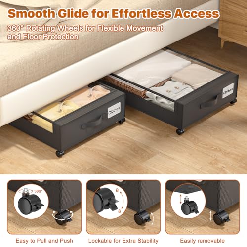 Under Bed Storage with Wheels,XXL 60L Under Bed Storage - Image 4