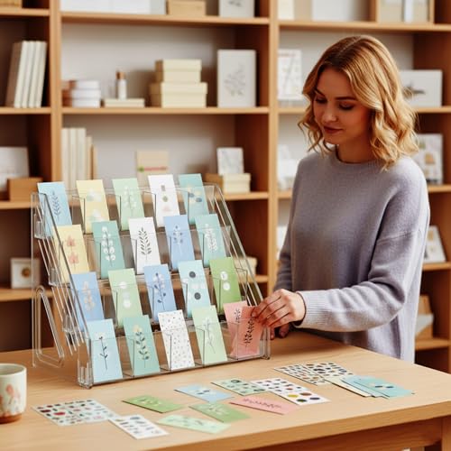 Sticker Display Stand, 4-Tier Acrylic Bookmark Holder Organizer - Image 7