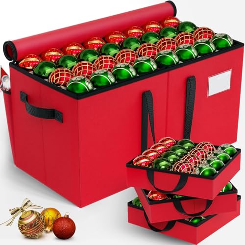Christmas Ornament Storage Box, 8 Individual Trays with Handles - Image 2