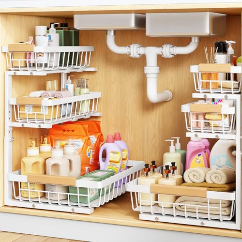PXRACK Under Sink Organizer, 2-Pack 3-Tier Height Ad | Under Sink Stor - Image 2