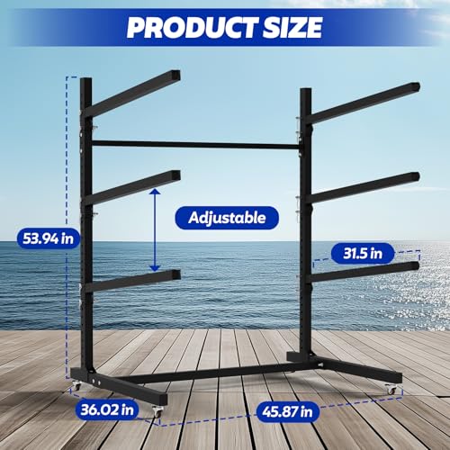 Freestanding Kayak Storage Rack, Adjustable 3-Tier Kayak Rack - Image 4