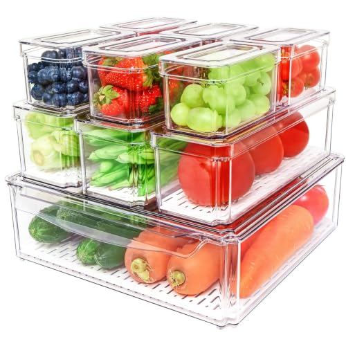 POMEAT 10 Pack Clear Fridge Organizers and Storage with Lids - Image 1