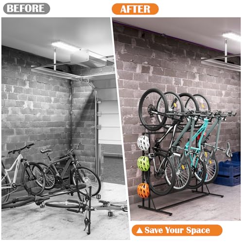 Vertical Bike Stand, Free Standing Bike Rack Garage with 6 Hooks - Image 7