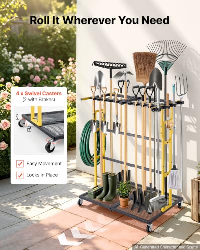 VEVOR Garden Tool Organizer with Wheels, Large Metal Garage - Image 5