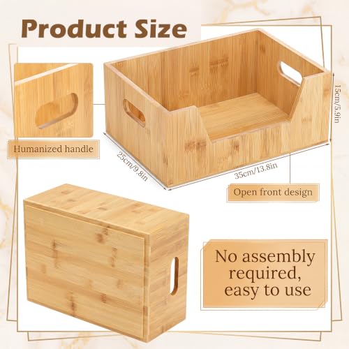 2 Pcs Stackable Bamboo Pantry Storage Bins for Kitchen Storage - Image 4