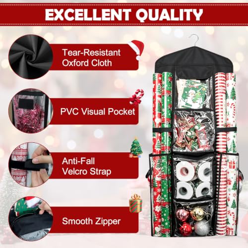 Demao Black Hanging Gift Wrap Storage,Multiple Pockets - Image 4