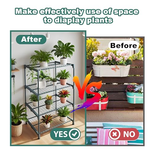 2 Pack Plant Stand Indoor Plant Shelf Outdoor,4 Tier Metal - Image 6