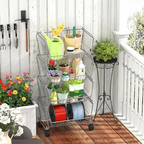 PUSDON 4-Tier Spacious Stackable Wire Storage Baskets - Image 8