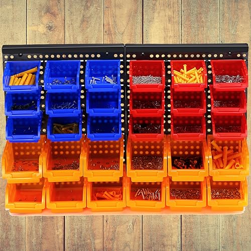 30-Bin Wall Mounted Storage Bins Kit, Tool Organizer Rack - Image 7