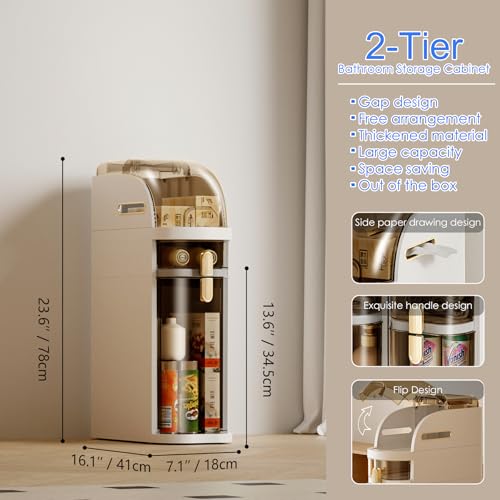 Narrow Bathroom Storage Cabinet 7.1″ Slim Bathroom Floor - Image 3