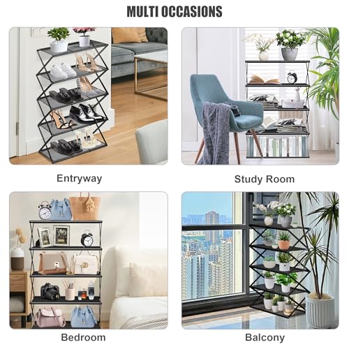Small Shoe Rack for Entryway, 5-Tier Foldable Shoe Organizer - Image 8