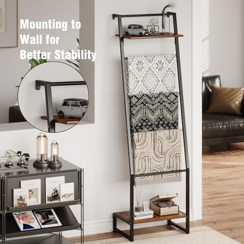 Blanket Ladder with Shelf, 6 Layer Wall-Leaning Blanket Rack - Image 4