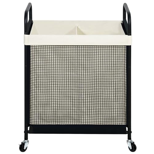 Laundry Hamper 2 Section, 100L Rolling Laundry Sorter Cart - Image 2