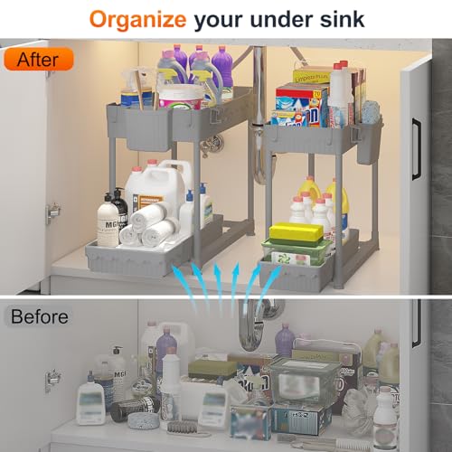 4-Pack 2-Tier Under Sink Organizer with Pull Out Drawers - Image 5