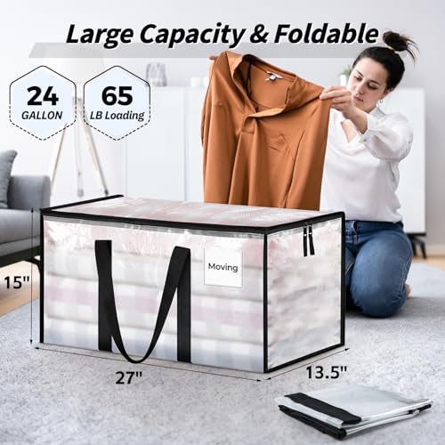 ukeetap 8 Pack Extra Large Clothes Storage Bins with Lids, Clear - Image 3