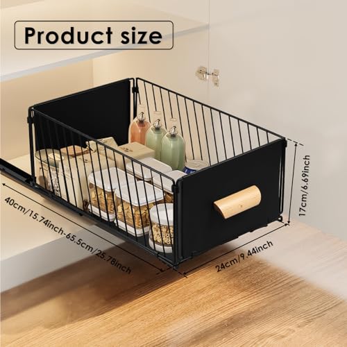 US Pull Out Cabinet Organizer Foldable Metal Slide Out Drawer - Image 4