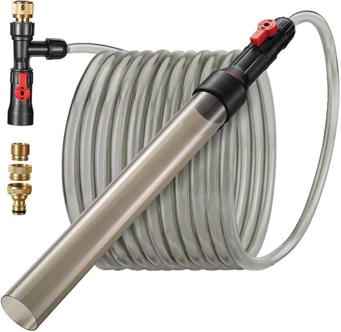 Aquatop EZ Vac-N-Fill 50Ft Aquarium Vacuum & Refill Kit – WCK-50 – Gravel Cleaner with Durable PVC Hose & Brass Faucet Adapters – Simplifies Water Changes