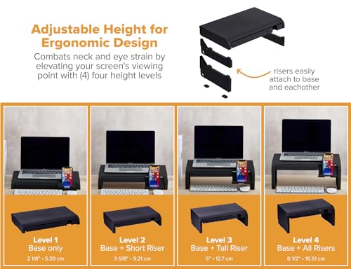 Bostitch Konnect Adjustable Monitor Riser with Drawer & - Image 3