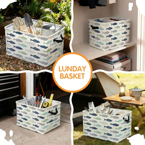 Cute Fish Foldable Laundry Basket Hamper with Handles, 56L - Image 8