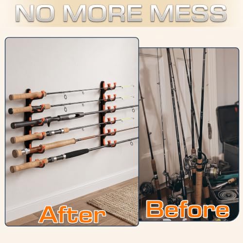 Soulchen 4 Pcs Fishing Rod Holder for Garage Dual-row | Garage Storage - Image 6