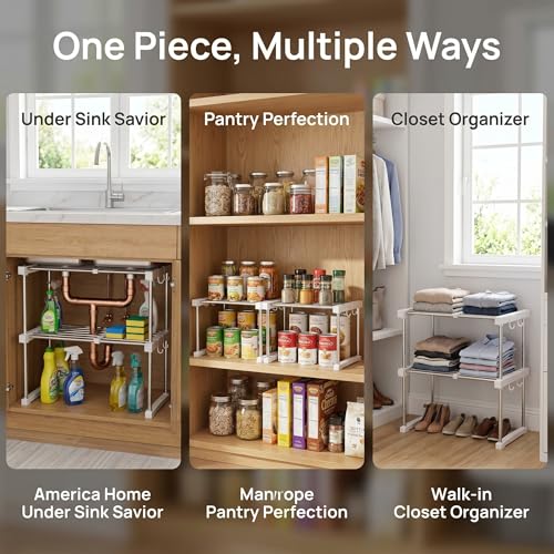 BLULEE Expandable Under Sink Organizer, No-Drill Adjustable Shelf - Image 3