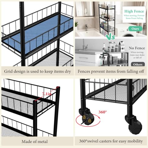 Utility Slim Storage Cart 6 Tier Narrow Metal Frame Carts - Image 6