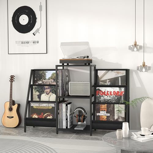 Record Player Stand with Vinyl Storage, Record Player - Image 8