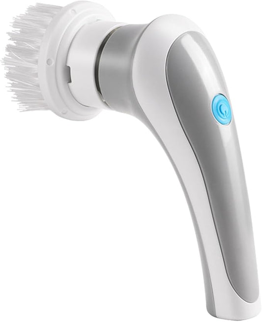 Cordless Electric Rotary Scrubber Rechargeable Handheld Cleaning Brush with 3 Brush Heads for Bathroom Kitchen Tile Floor Sink Bathtub Shower Window(White)