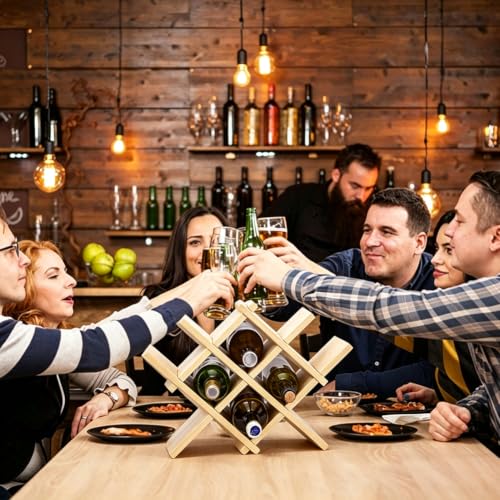 NBEADS 19.80x5.91x14.65 inch Countertop Wood Wine Rack, Bamboo - Image 7