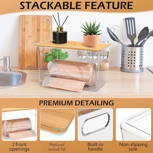 Stackable Trash Bag Dispenser with Wooden Top for Ho | All Products - Image 5