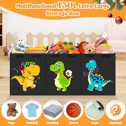 Large Toy Box Storage with Lid, Collapsible Sturdy Toy Chest Bin - Image 5