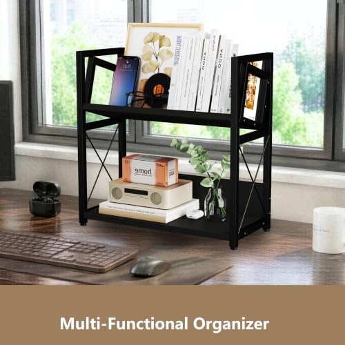 Desktop Bookshelf 2 Tier Desk Shelf Organizer Wooden | All Products - Image 3